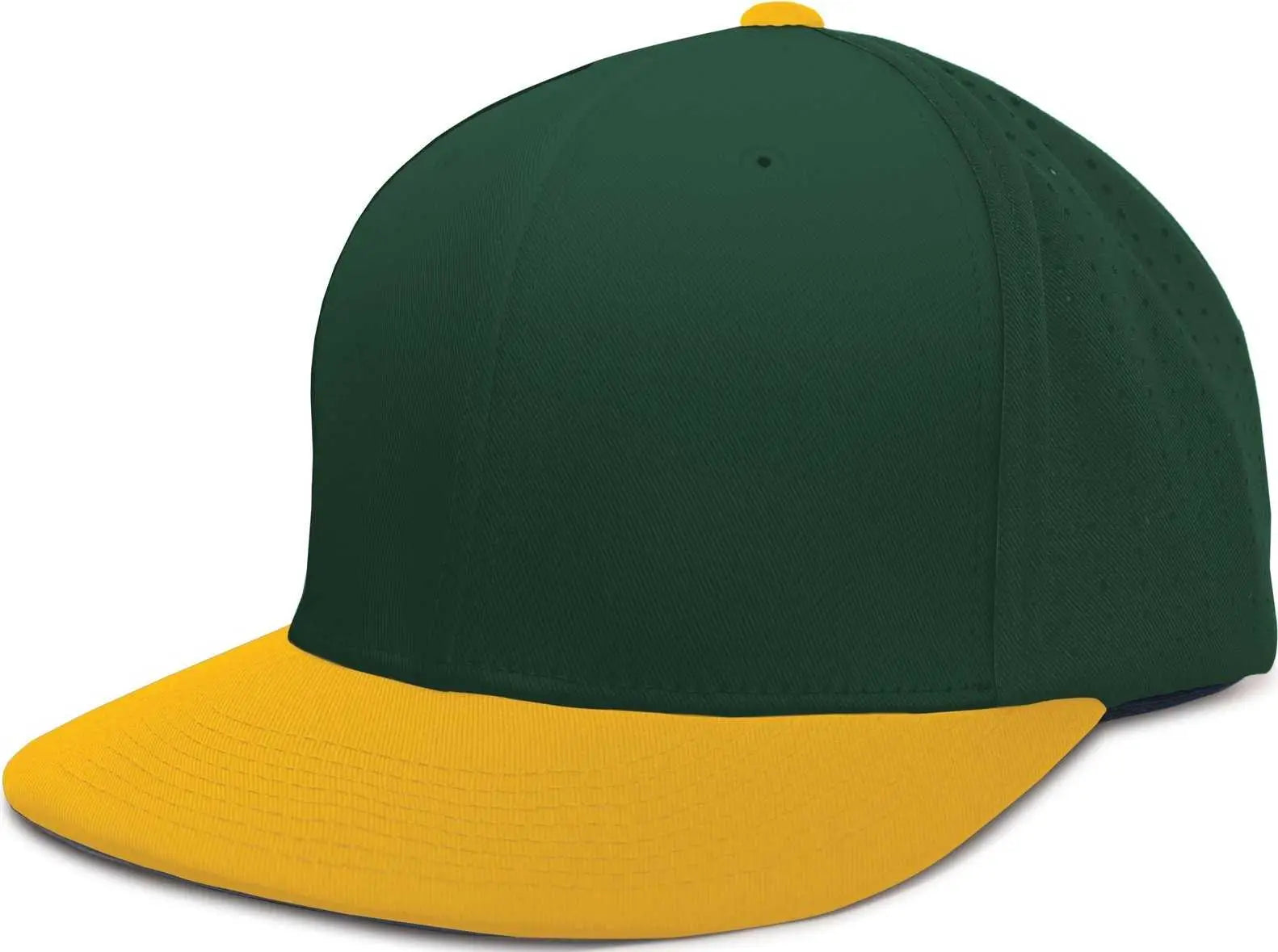 Pacific Headwear ES474 Perforated F3 Performance Flexfit Cap Dark Green Gold Dark Green Gold / 6 3/8’’ 6 7/8’’