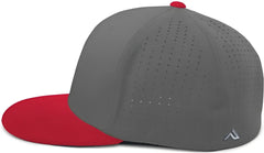 Pacific Headwear ES474 Perforated F3 Performance Flexfit Cap Graphite Red