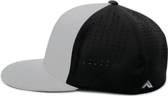 Pacific Headwear ES474 Perforated F3 Performance Flexfit Cap Silver Black Silver