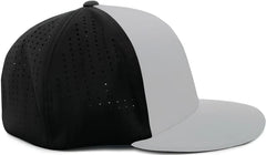 Pacific Headwear ES474 Perforated F3 Performance Flexfit Cap Silver Black Silver