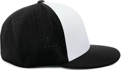 Pacific Headwear ES474 Perforated F3 Performance Flexfit Cap White Black Black