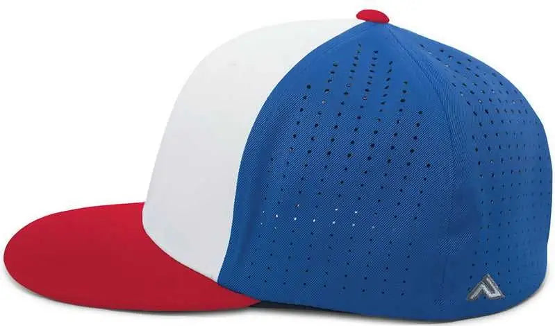 Pacific Headwear ES474 Perforated F3 Performance Flexfit Cap - White Royal Red