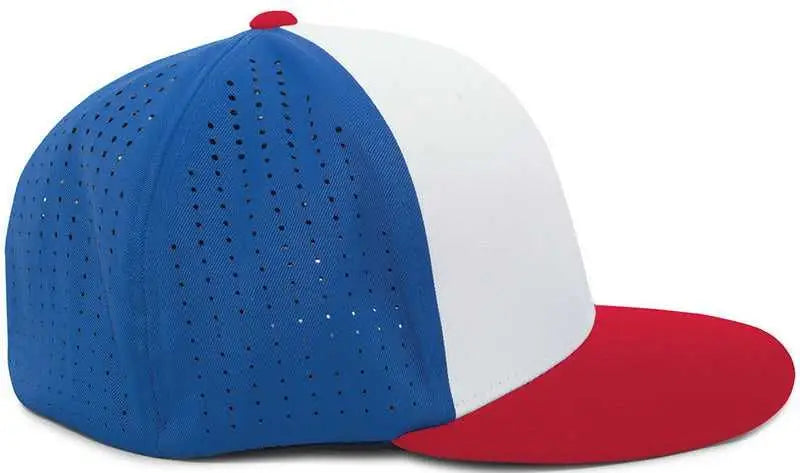 Pacific Headwear ES474 Perforated F3 Performance Flexfit Cap - White Royal Red