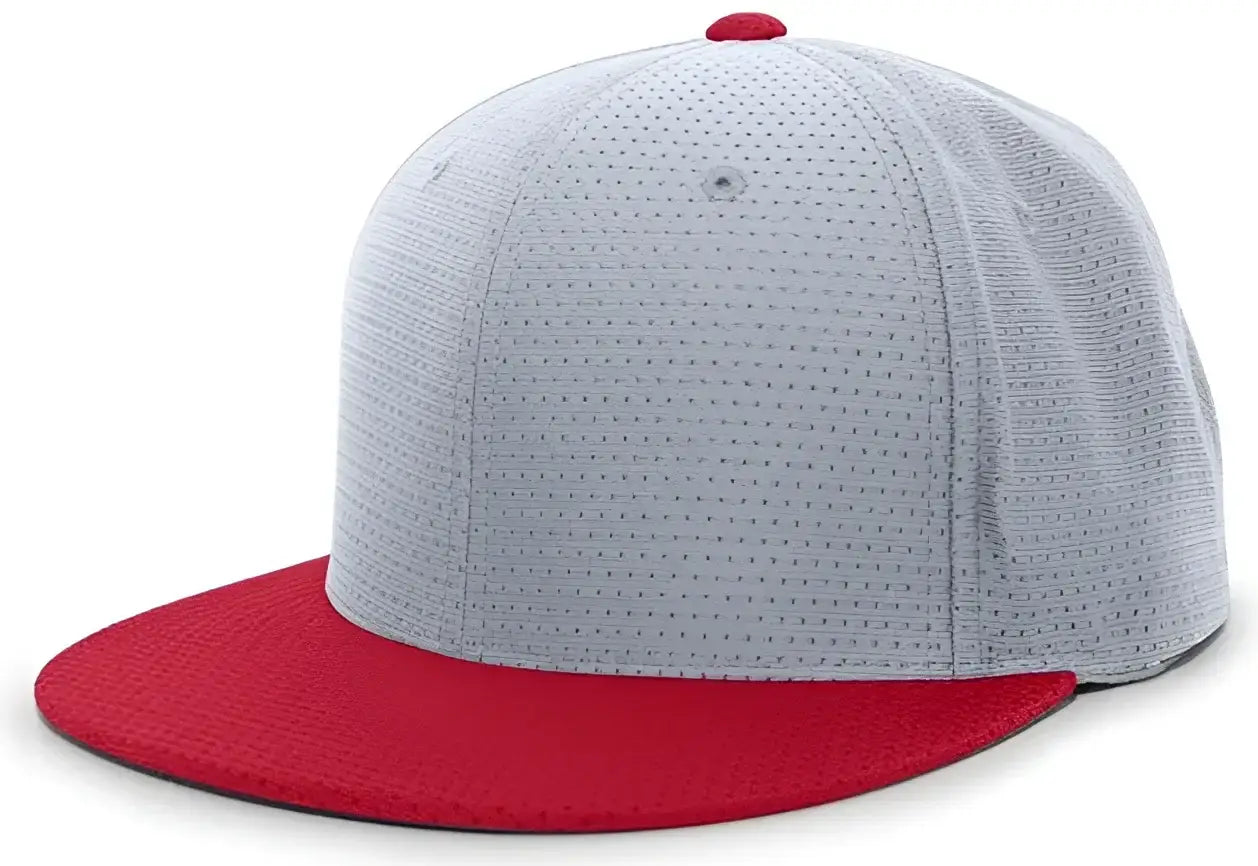 Pacific Headwear ES818 Air Jersey Performance Flexfit Cap - Silver Red