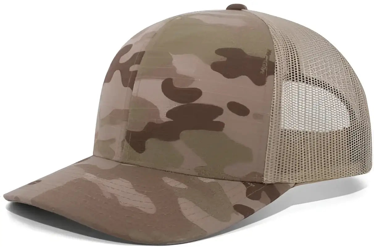 Pacific Headwear M08 MultiCam Snapback Trucker Cap - Multicam Arid Tan - Multi-Colored / 7’’ - 7 7/8’’