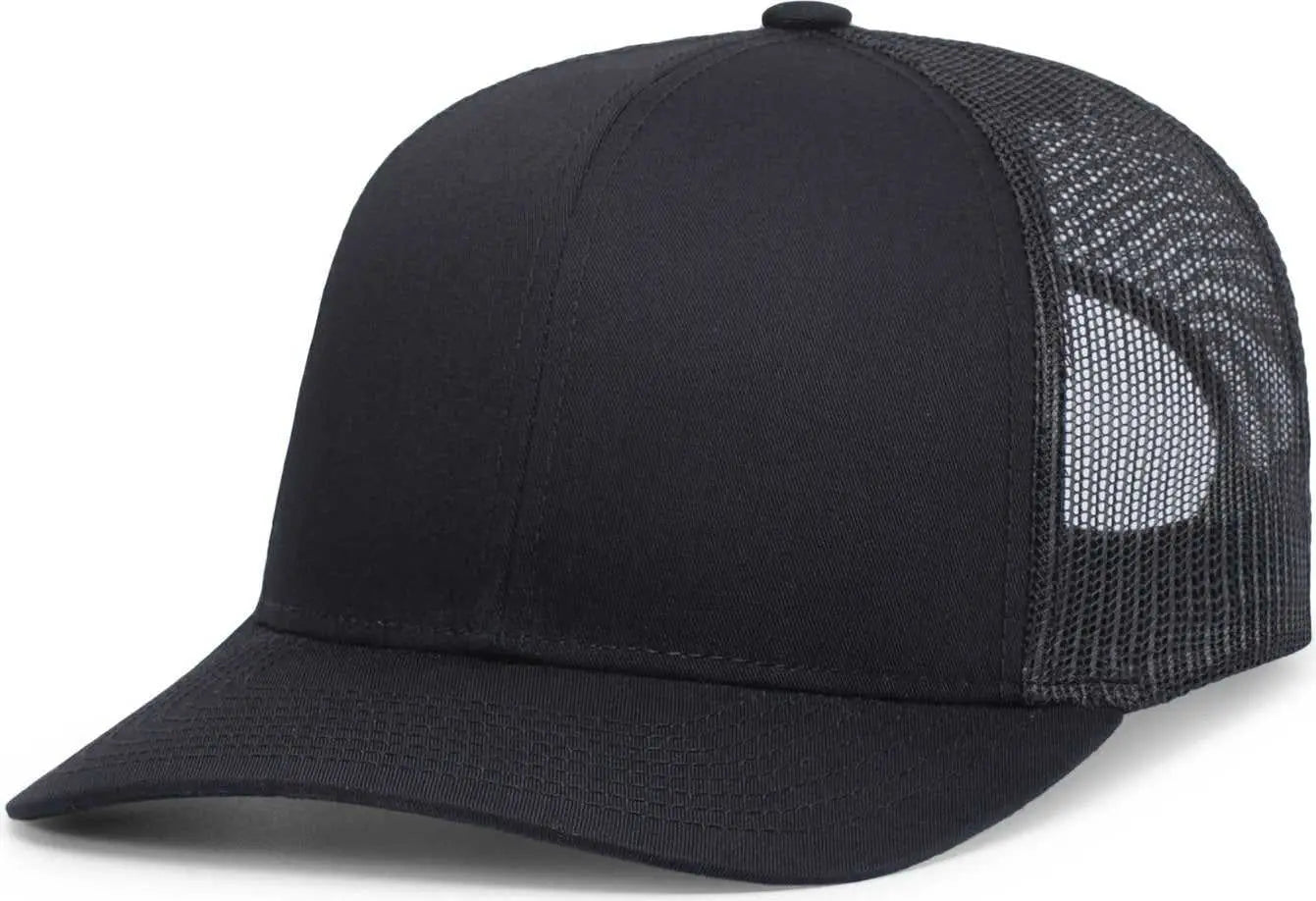 Pacific Headwear P113 Eco Trucker Snapback Black Black / 7’’ 7 7/8’’