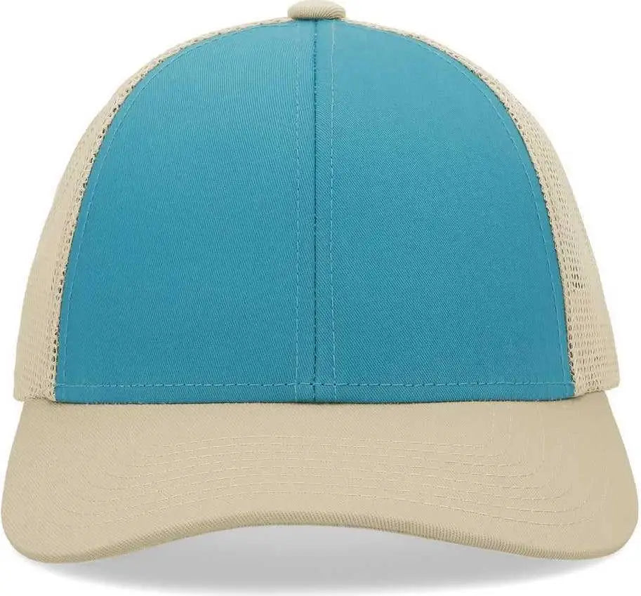 Pacific Headwear P114 Low-Pro Trucker Cap - Beige Teal Beige