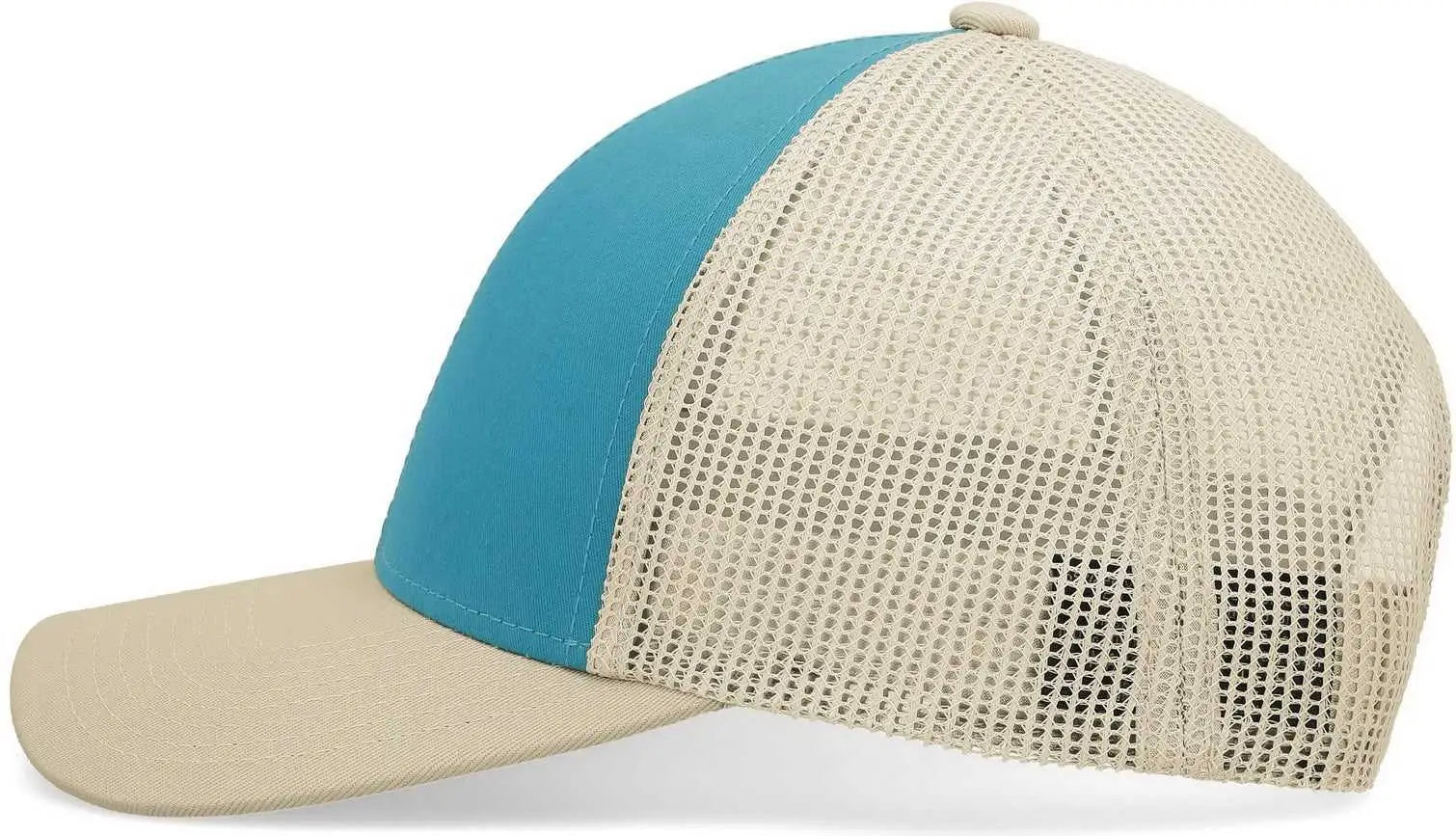 Pacific Headwear P114 Low-Pro Trucker Cap - Beige Teal Beige
