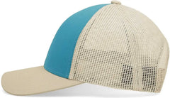 Pacific Headwear P114 Low-Pro Trucker Cap - Beige Teal Beige