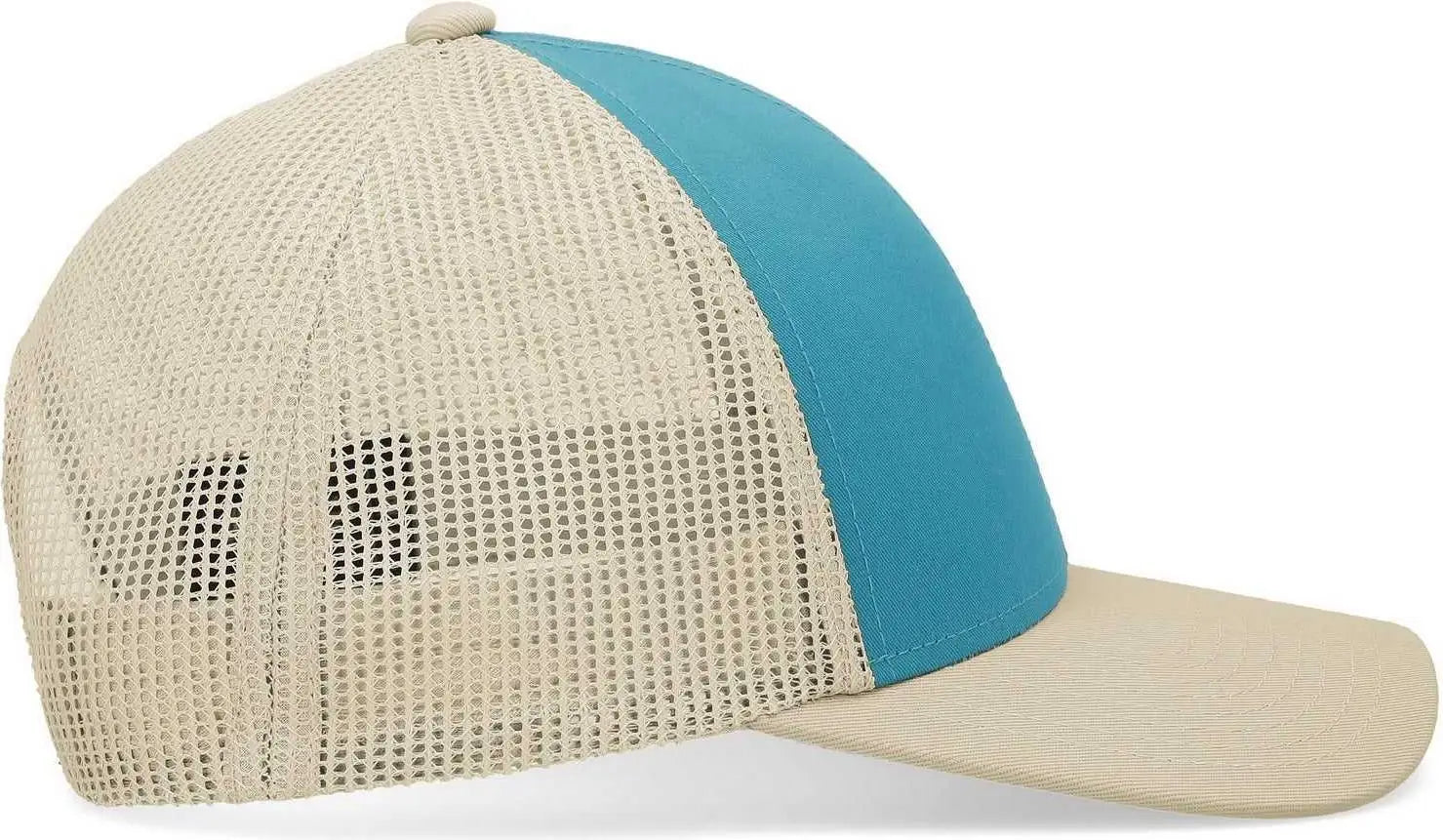 Pacific Headwear P114 Low-Pro Trucker Cap - Beige Teal Beige