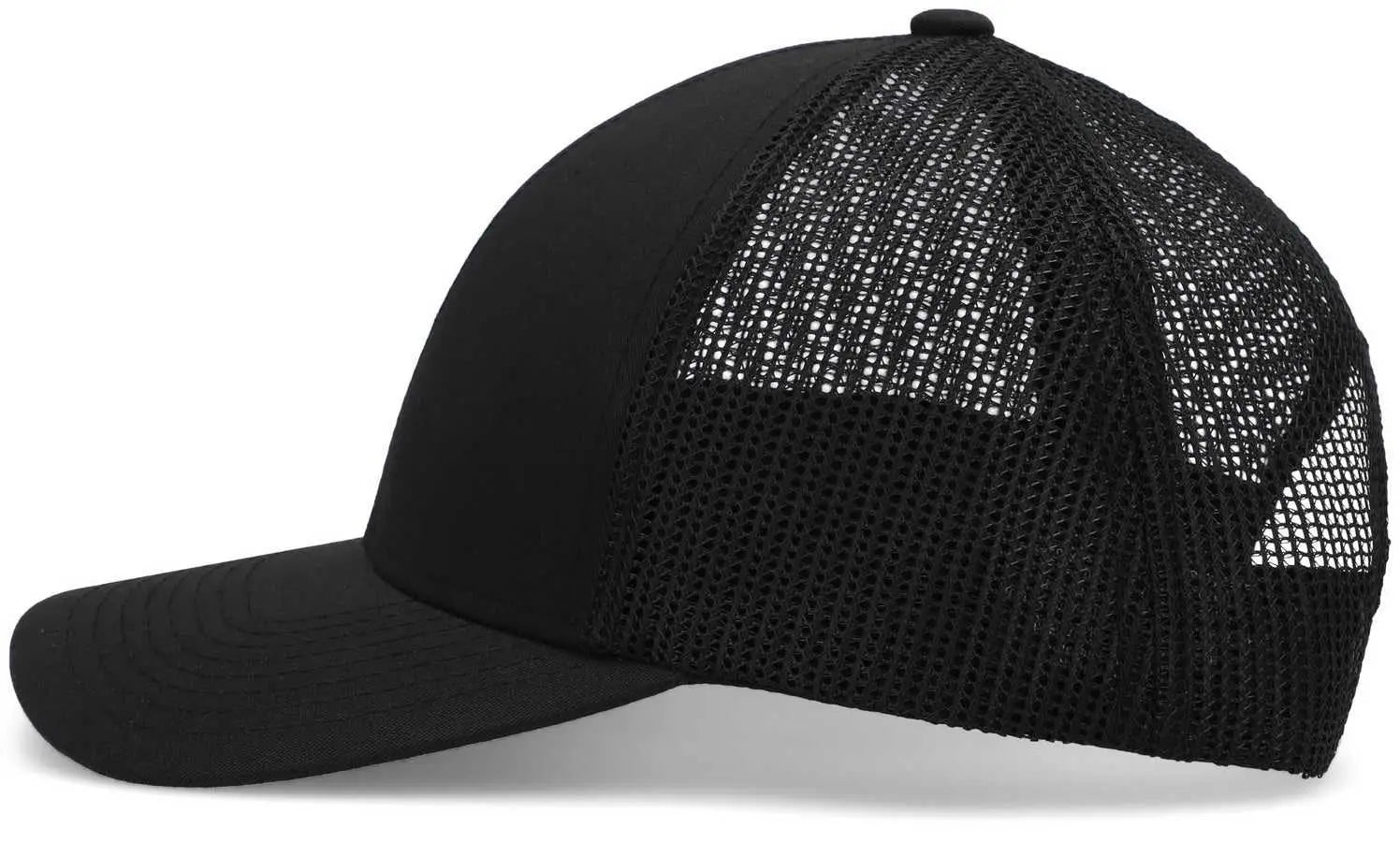 Pacific Headwear P114 Low-Pro Trucker Cap - Black