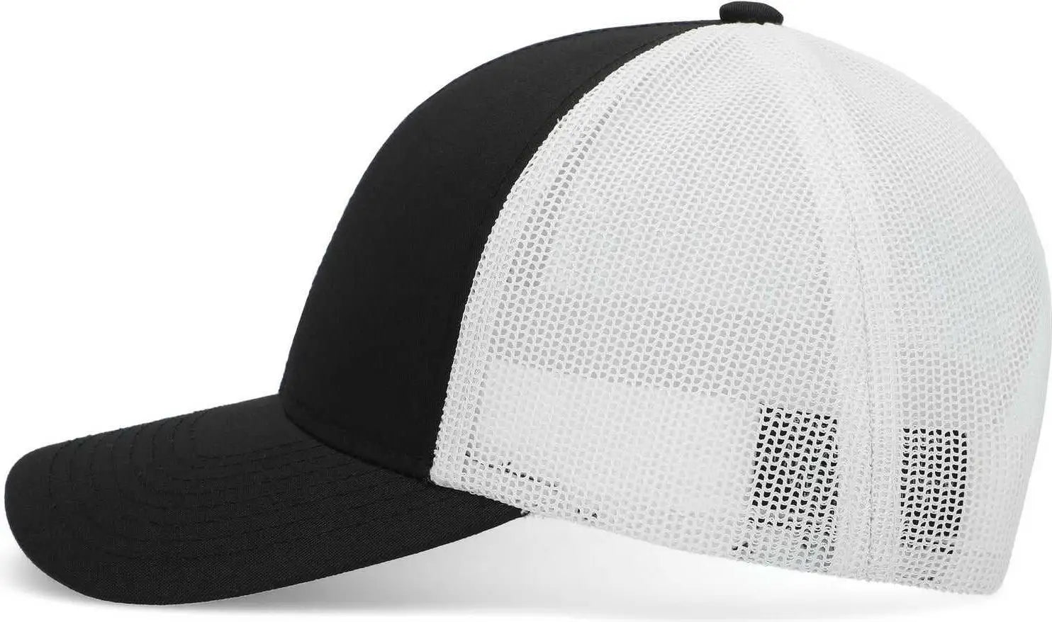 Pacific Headwear P114 Low-Pro Trucker Cap - Black White Black