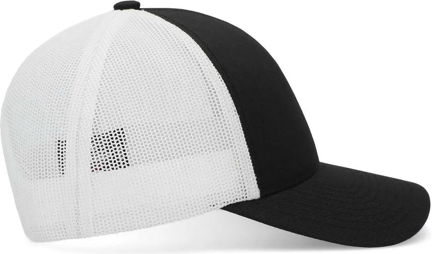 Pacific Headwear P114 Low-Pro Trucker Cap - Black White Black