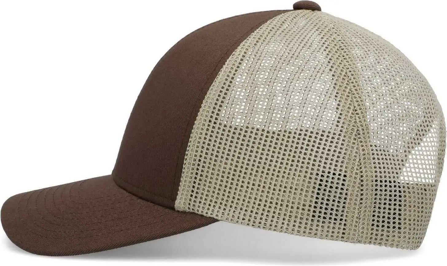 Pacific Headwear P114 Low-Pro Trucker Cap - Brown Khaki Brown