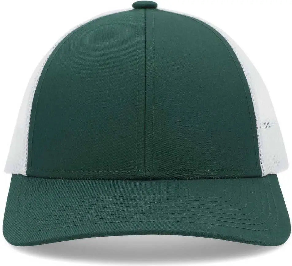 Pacific Headwear P114 Low-Pro Trucker Cap - Dark Green White Dark Green