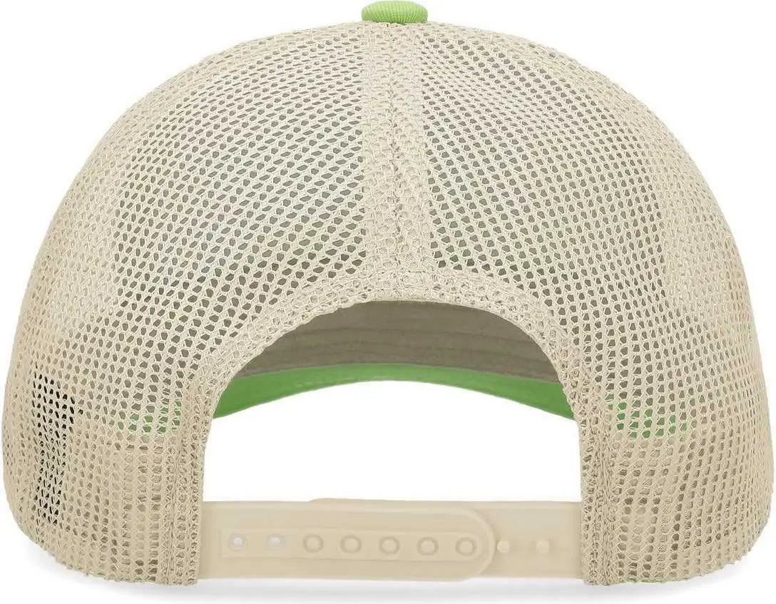 Pacific Headwear P114 Low-Pro Trucker Cap - Green Glow Beige Green Glow