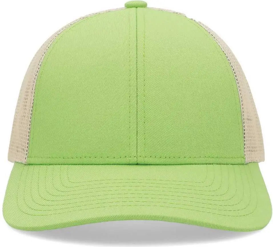 Pacific Headwear P114 Low-Pro Trucker Cap - Green Glow Beige Green Glow