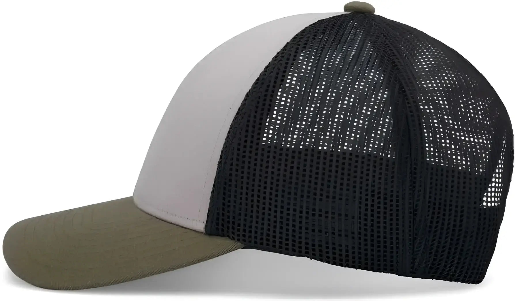 Pacific Headwear P114 Low-Pro Trucker Cap - Heather Grey Light Charcoal Moss