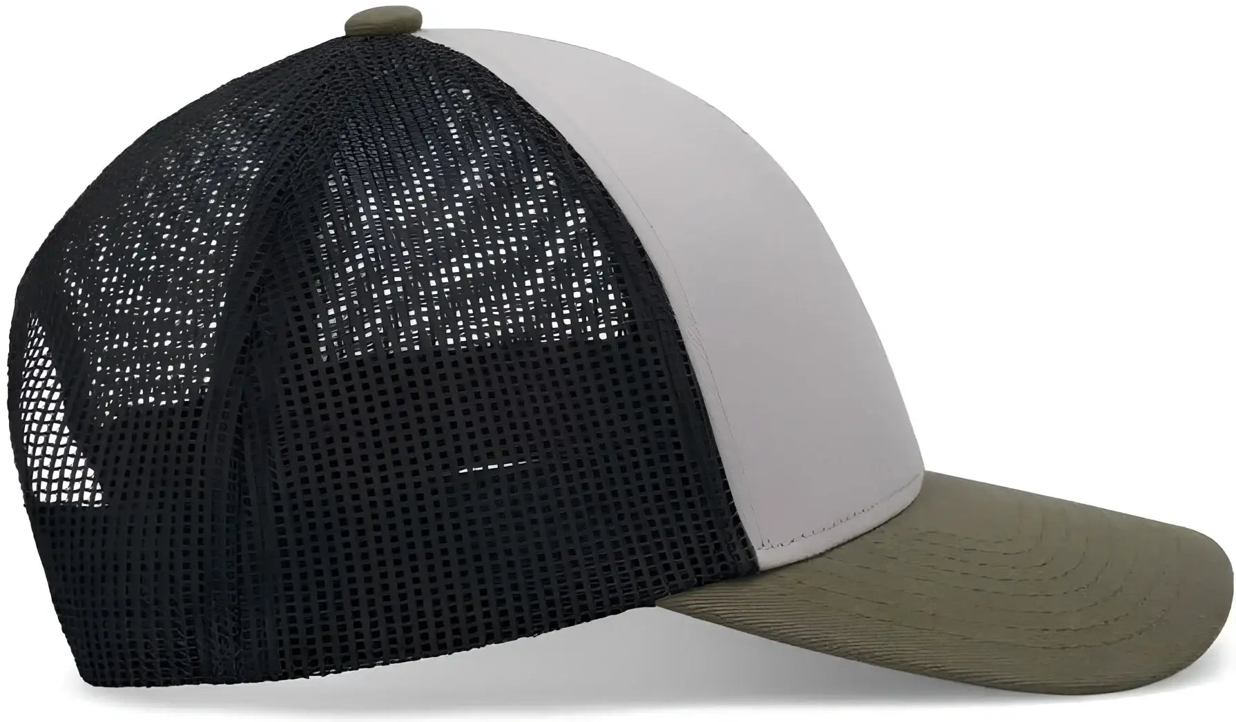Pacific Headwear P114 Low-Pro Trucker Cap - Heather Grey Light Charcoal Moss