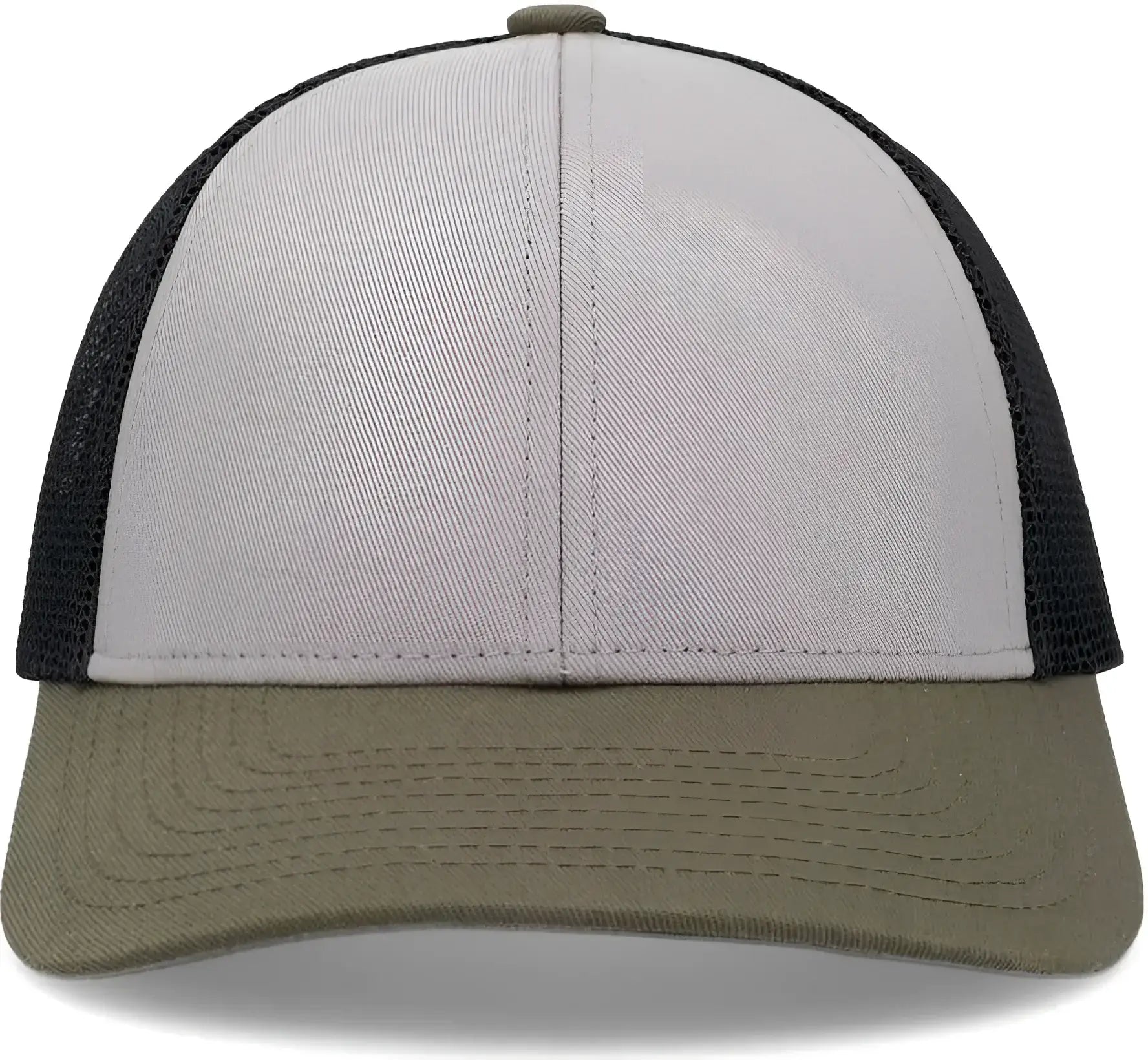 Pacific Headwear P114 Low-Pro Trucker Cap - Heather Grey Light Charcoal Moss