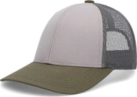Pacific Headwear P114 Low Pro Trucker Cap Heather Grey Light Charcoal Moss Heather Grey Light Charcoal Moss / 6 1/2’’