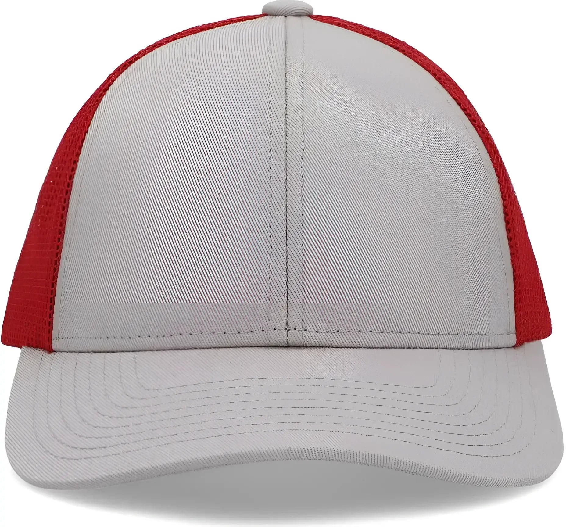 Pacific Headwear P114 Low-Pro Trucker Cap - Heather Grey Red Heather Grey