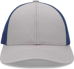 Pacific Headwear P114 Low Pro Trucker Cap Heather Grey Royal Heather Grey