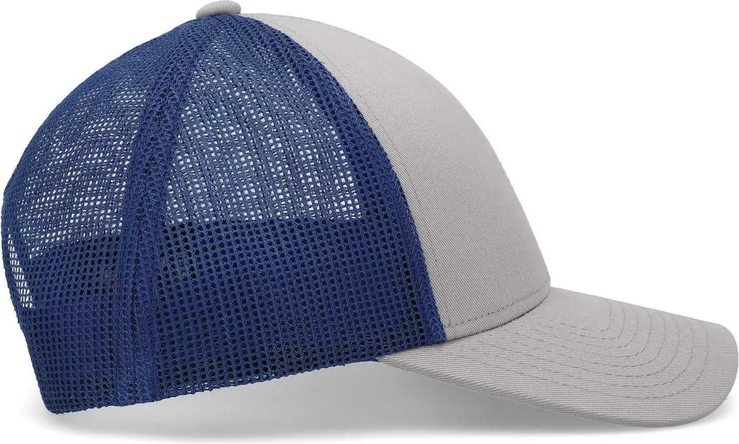 Pacific Headwear P114 Low-Pro Trucker Cap - Heather Grey Royal Heather Grey