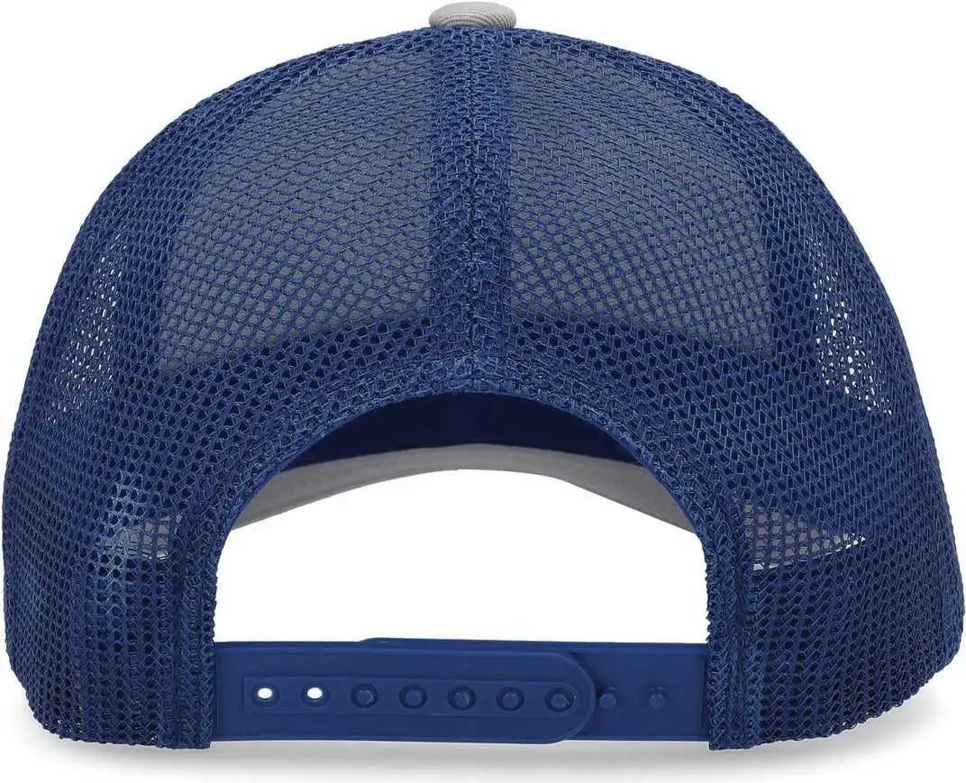 Pacific Headwear P114 Low-Pro Trucker Cap - Heather Grey Royal Heather Grey