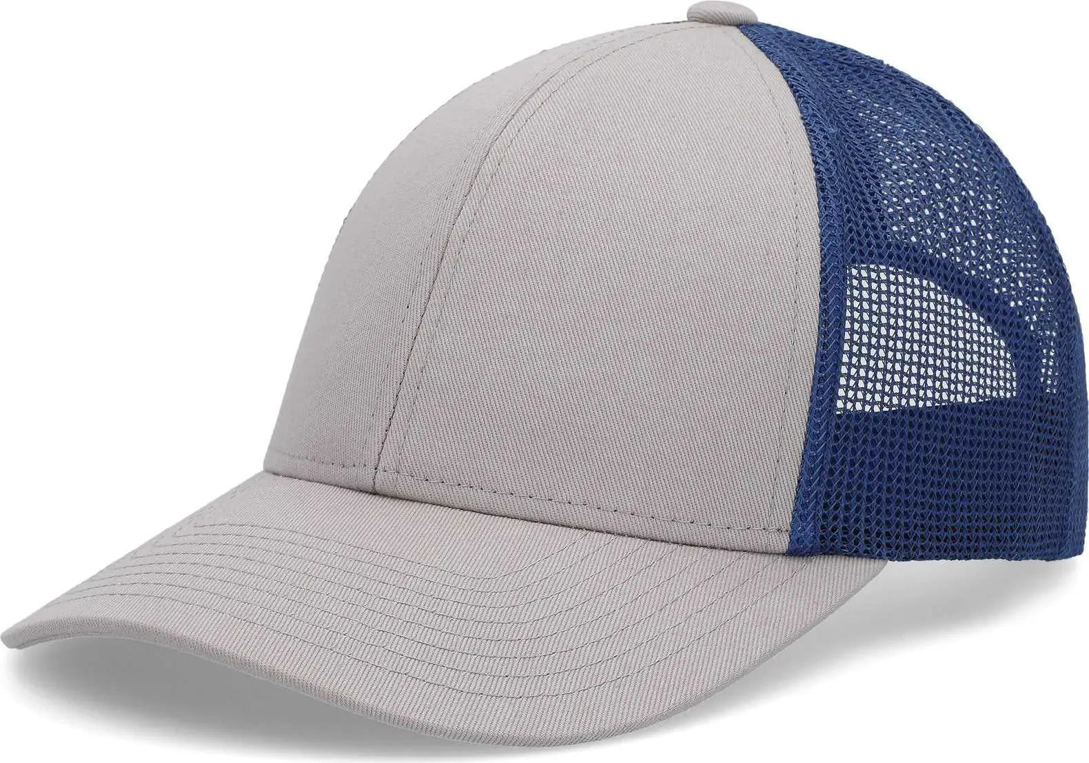 Pacific Headwear P114 Low Pro Trucker Cap Heather Grey Royal Heather Grey Heather Grey Royal Heather Grey / 6 1/2’’ 7’’