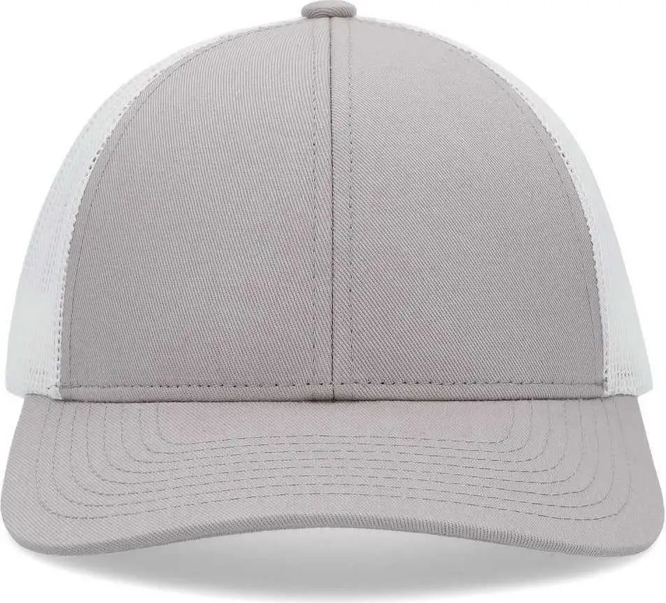 Pacific Headwear P114 Low-Pro Trucker Cap - Heather Grey White Heather Grey