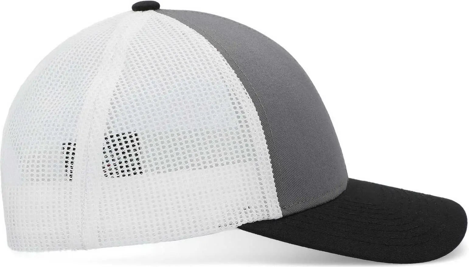 Pacific Headwear P114 Low-Pro Trucker Cap - Light Charcoal White Black