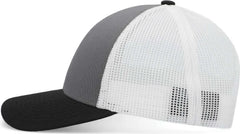 Pacific Headwear P114 Low-Pro Trucker Cap - Light Charcoal White Black