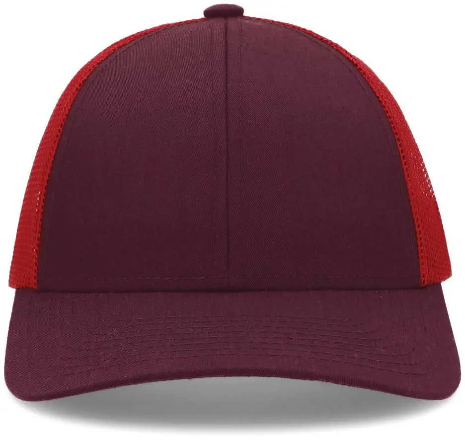 Pacific Headwear P114 Low-Pro Trucker Cap - Maroon Red Maroon
