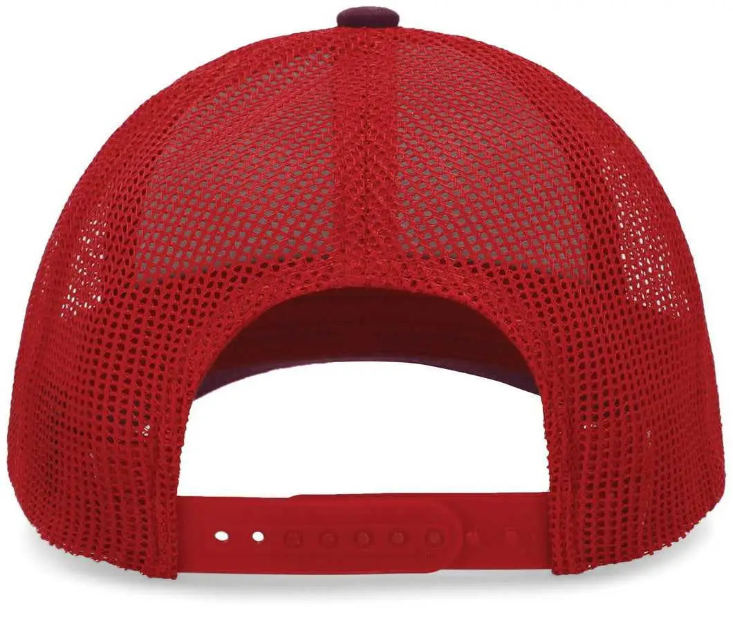 Pacific Headwear P114 Low-Pro Trucker Cap - Maroon Red Maroon