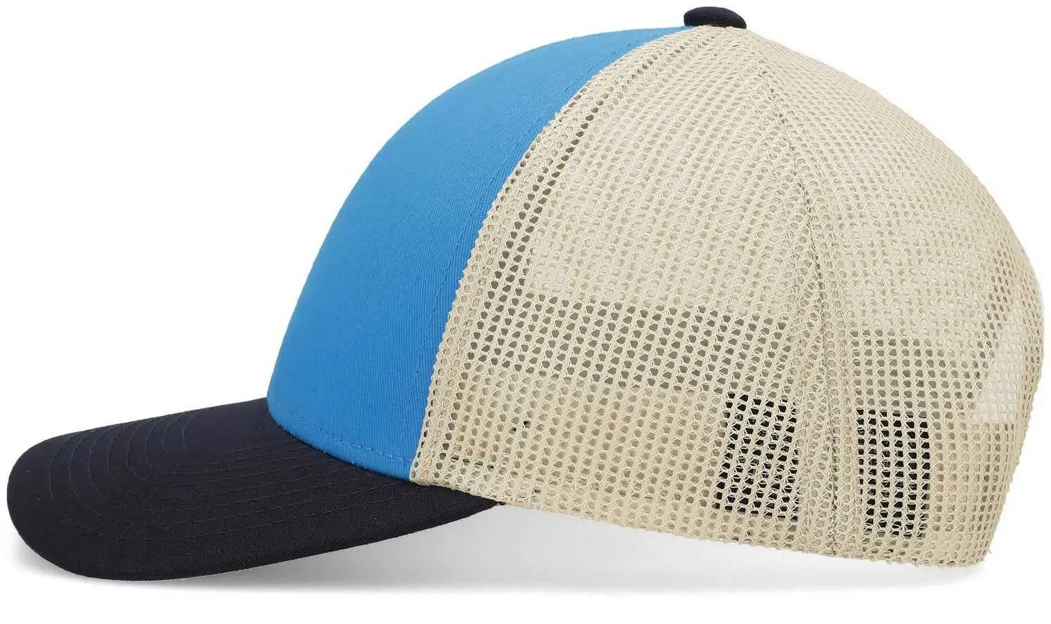Pacific Headwear P114 Low-Pro Trucker Cap - Panther Teal Beige Navy - Panther Teal Beige Navy / 7’’ - 7 7/8’’