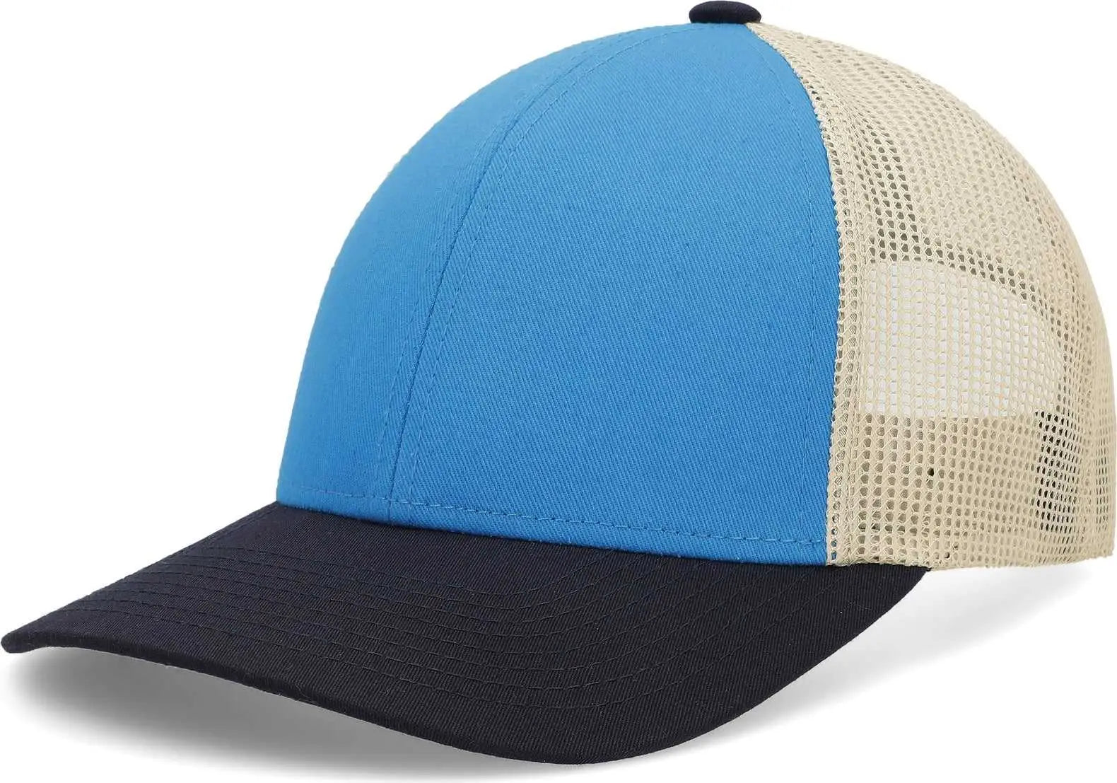 Pacific Headwear P114 Low Pro Trucker Cap Panther Teal Beige Navy Panther Teal Beige Navy / 7’’ 7 7/8’’