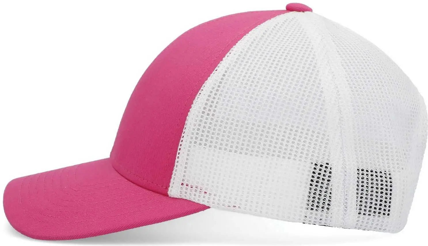 Pacific Headwear P114 Low-Pro Trucker Cap - Pink White Pink