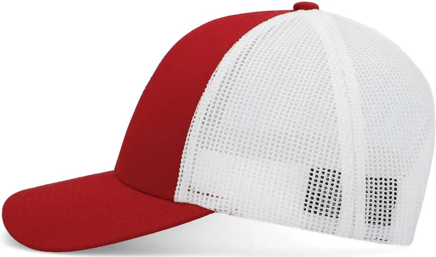Pacific Headwear P114 Low-Pro Trucker Cap - Red White Red