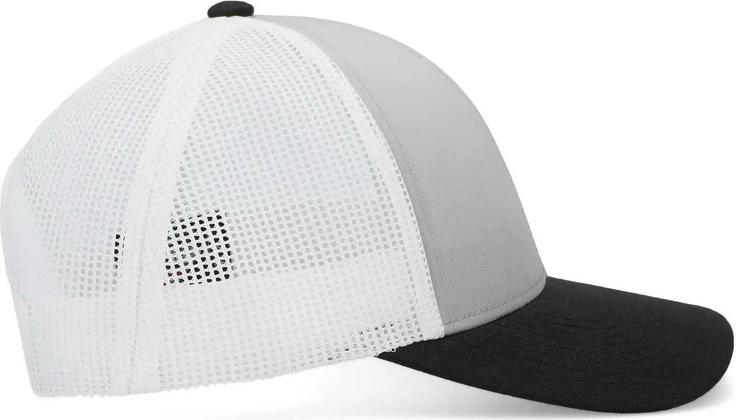 Pacific Headwear P114 Low-Pro Trucker Cap - Silver White Black