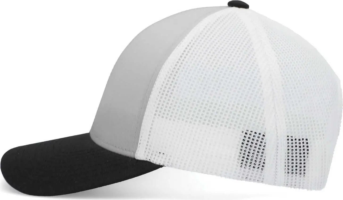 Pacific Headwear P114 Low-Pro Trucker Cap - Silver White Black
