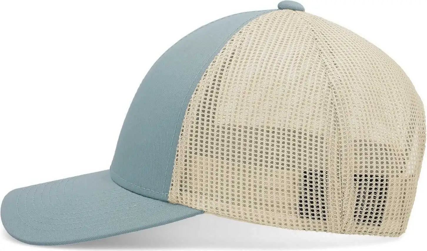 Pacific Headwear P114 Low-Pro Trucker Cap - Smoke Blue Beige Smoke Blue