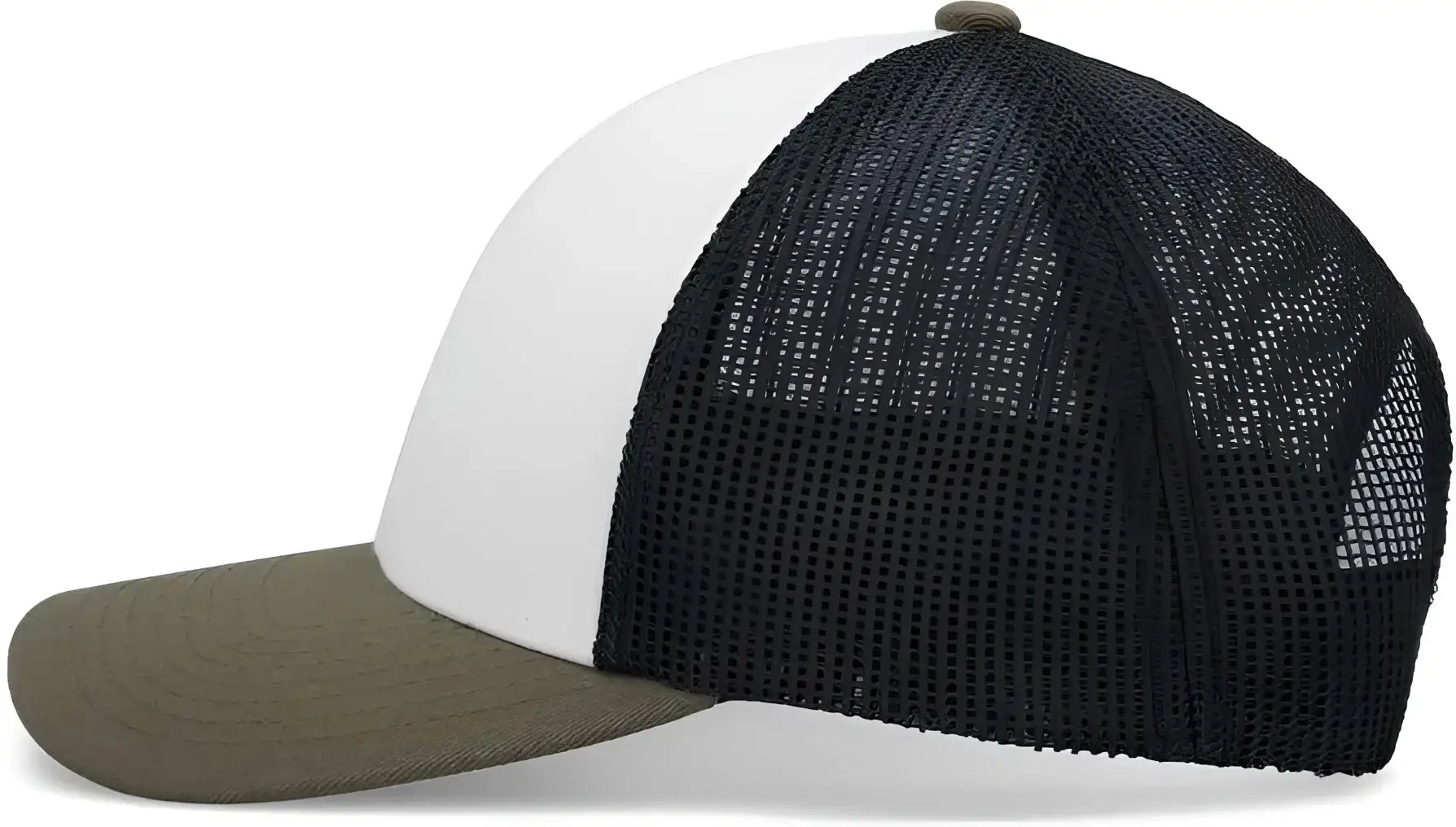 Pacific Headwear P114 Low-Pro Trucker Cap - White Light Charcoal Moss