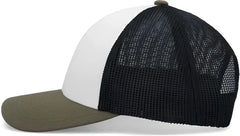 Pacific Headwear P114 Low-Pro Trucker Cap - White Light Charcoal Moss