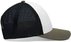 Pacific Headwear P114 Low-Pro Trucker Cap - White Light Charcoal Moss