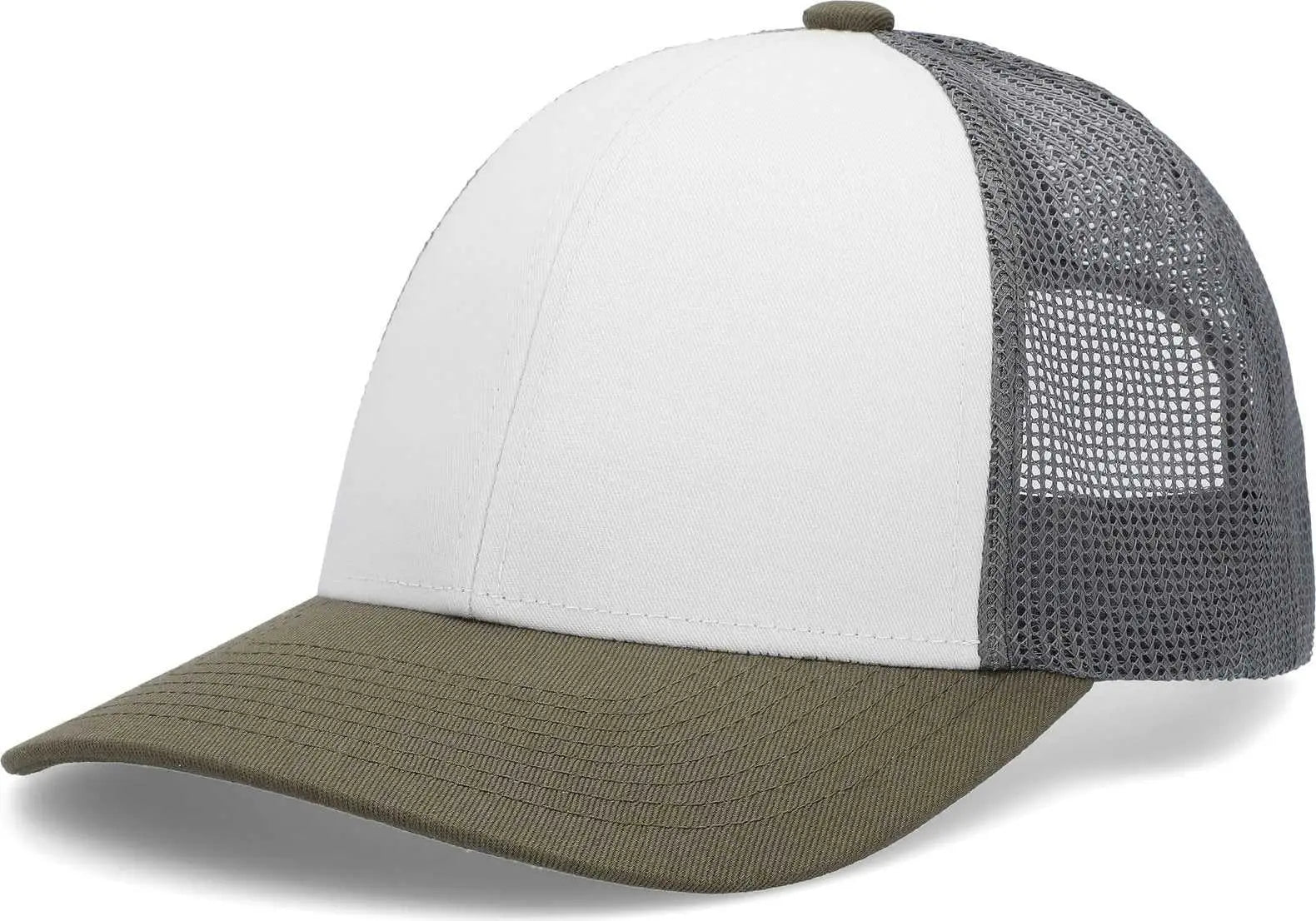 Pacific Headwear P114 Low-Pro Trucker Cap - White Light Charcoal Moss - White Light Charcoal Moss / 6 1/2’’ - 7’’
