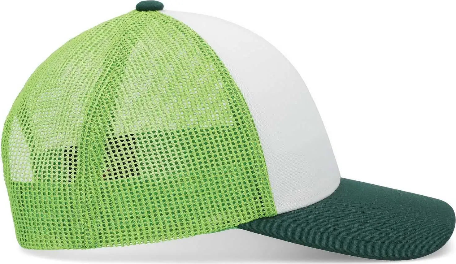 Pacific Headwear P114 Low-Pro Trucker Cap - White Lime Dark Green