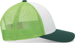 Pacific Headwear P114 Low-Pro Trucker Cap - White Lime Dark Green