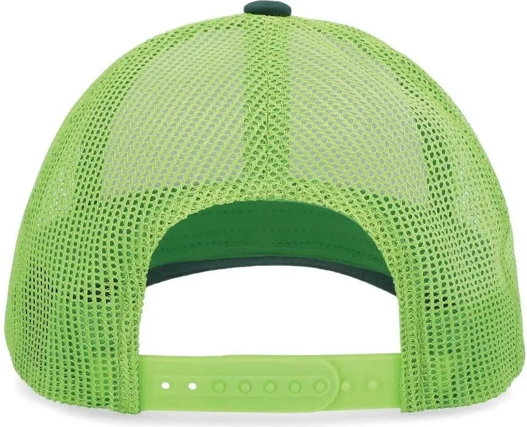 Pacific Headwear P114 Low-Pro Trucker Cap - White Lime Dark Green