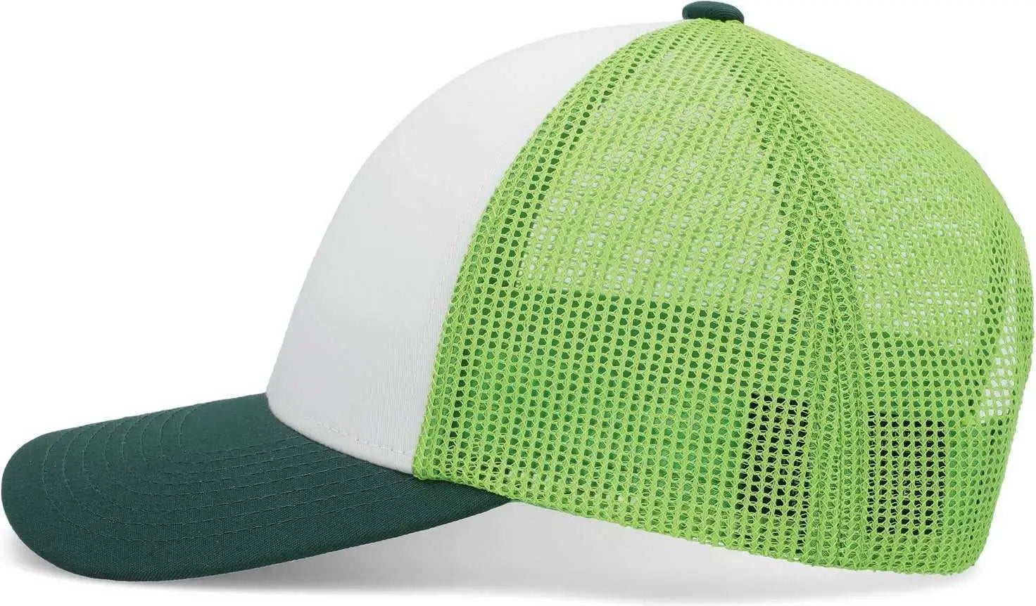 Pacific Headwear P114 Low-Pro Trucker Cap - White Lime Dark Green